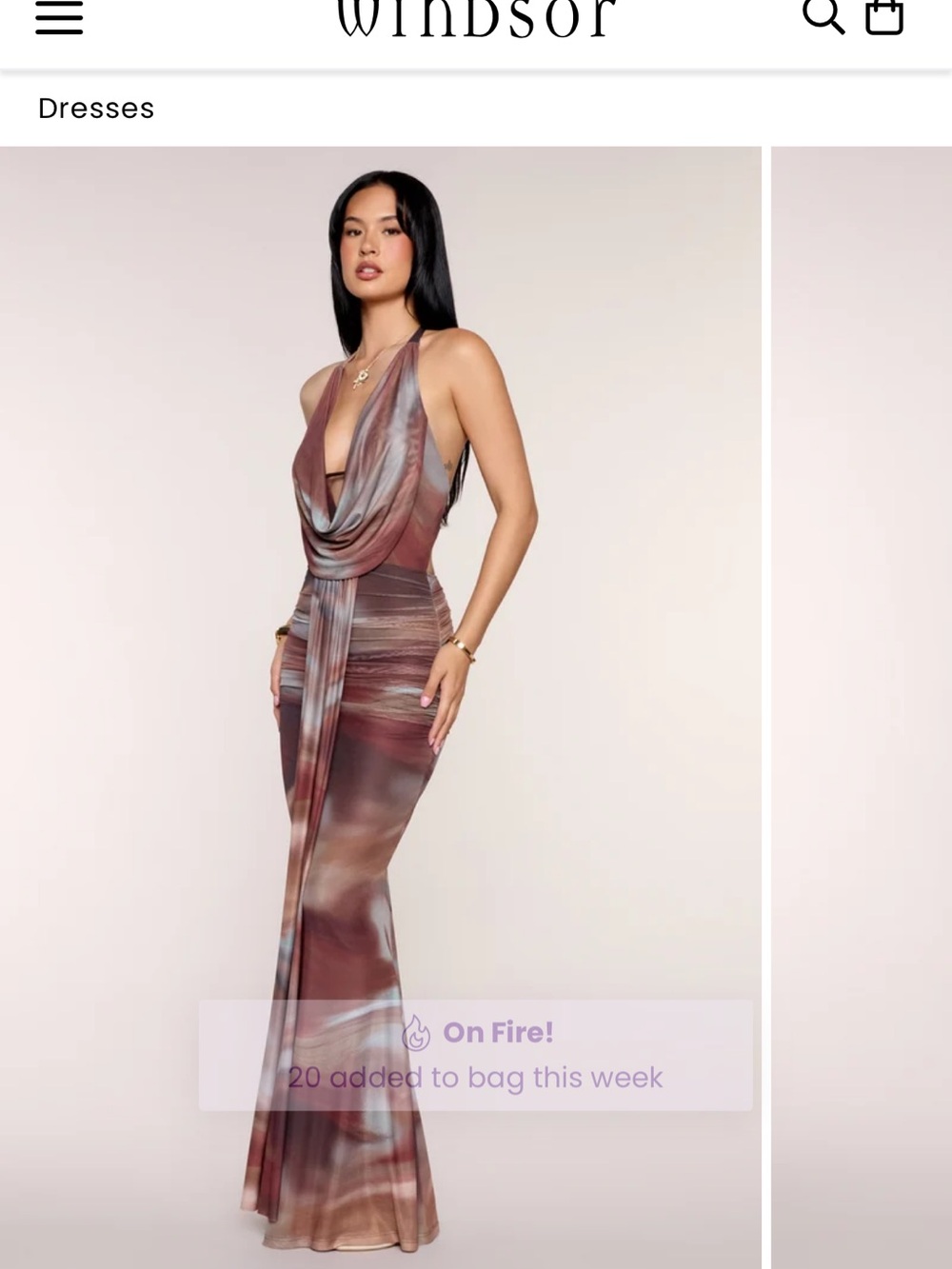 Windsor Mauve and Rose Halter Tie-Front Maxi Dress